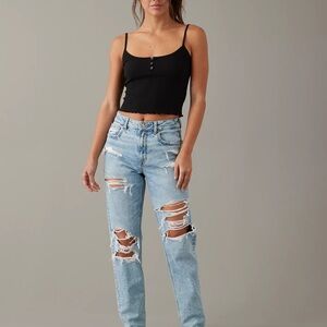 American Eagle Casual Distressed Light Blue Boyfriend Jeans